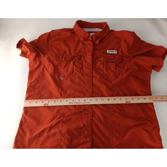 Magellan Outdoors Women Shirt Orange Relaxed Fit Button Up Fish Gear Workwear L - Picture 9 of 12